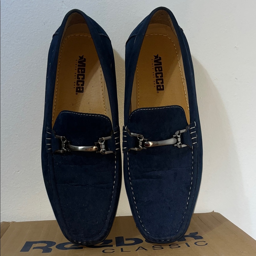 Mecca Men's Dark Blue Loafers with Metal Accent